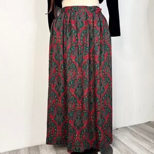 29" Waist Vintage Pendleton Paisley Maxi Skirt Whimsigoth Cottagecore Red Green
